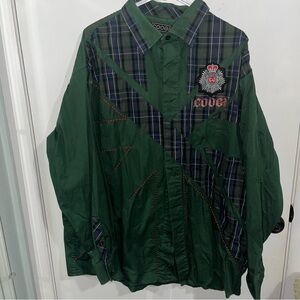 Vintage COOGIE Men's Green Plaid Embroidered Button-Up Shirt XXL